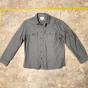Goodfellow Tab Collared Herringbone Gray Button Down Shirt - Size Large